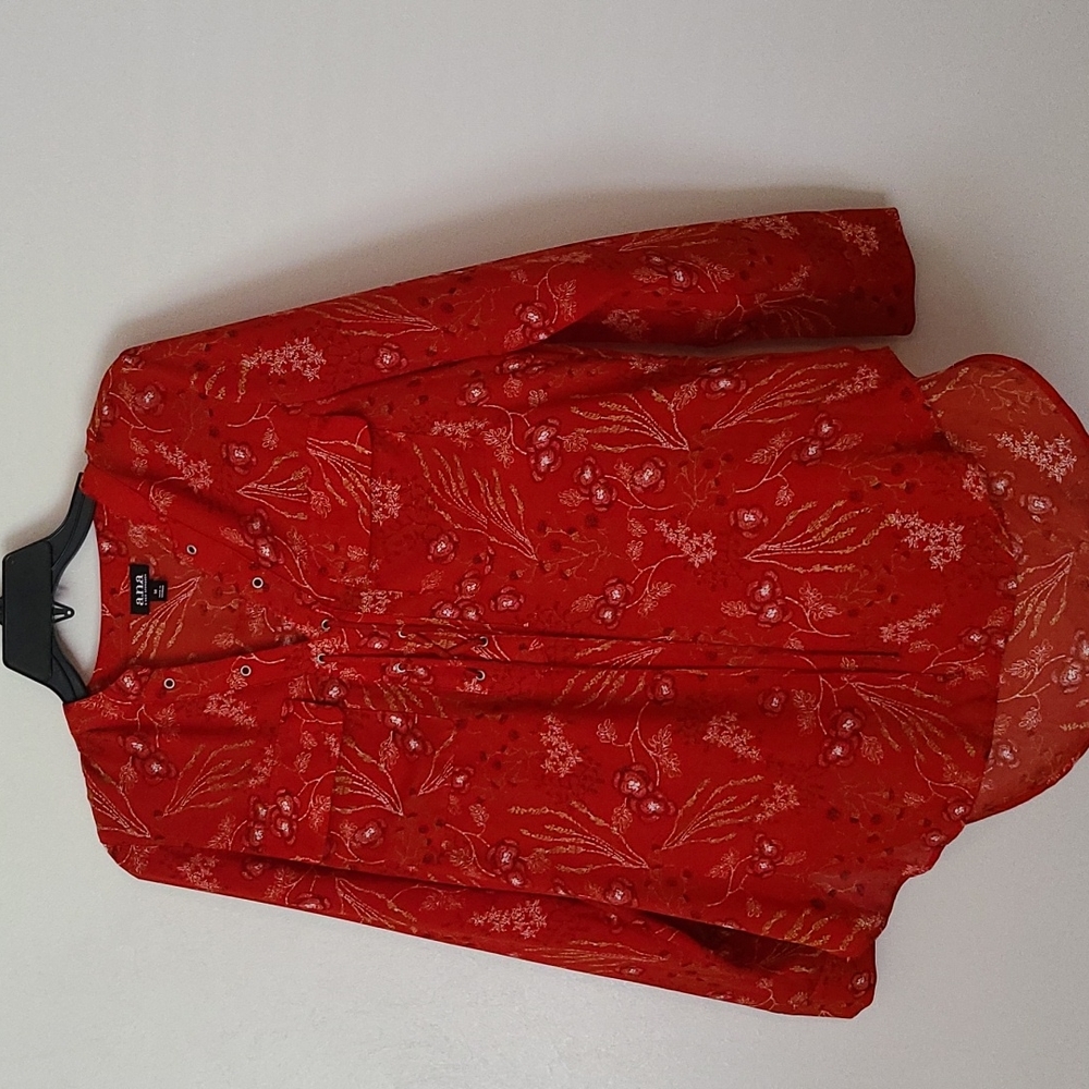 A.N.A Womens Red Long Sleeve Blouse Size Medium